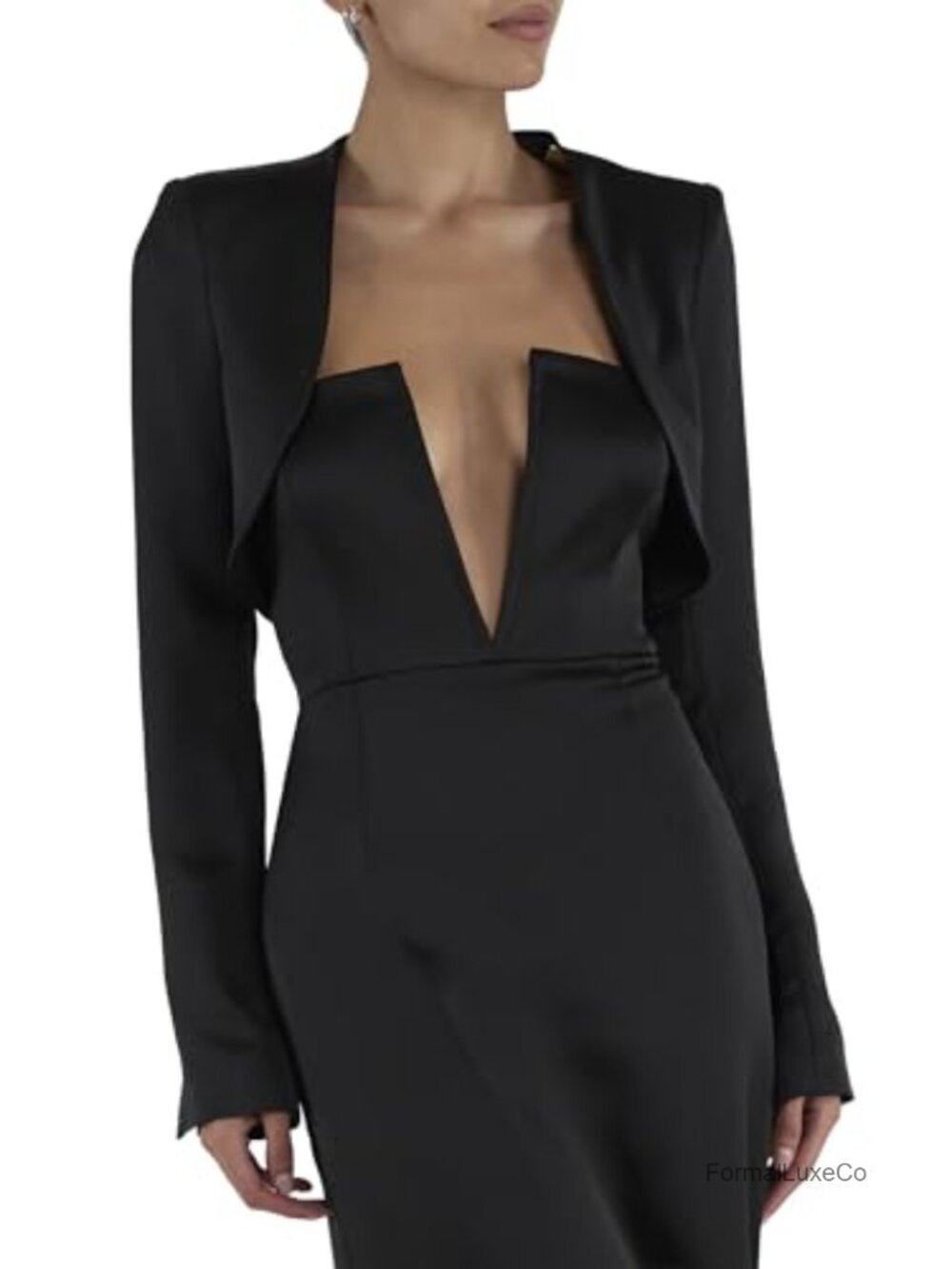 Ramy Brook Gia Capelet Satin Formal Sweater Cardigan